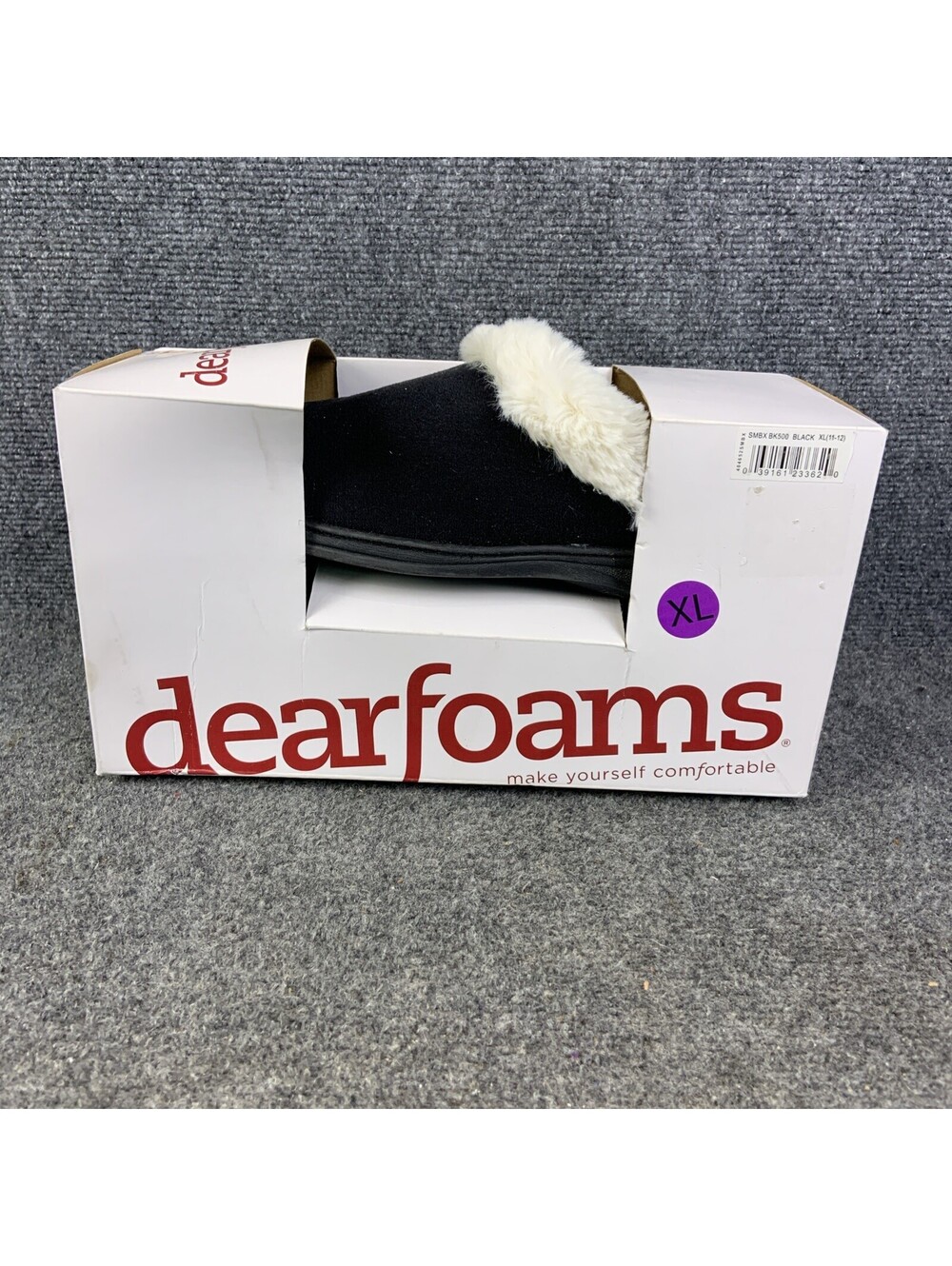 Dearfoams BK500 Black Clog Slippers Faux Fur Lined XL 11-12 Indoor Outdoor NEW